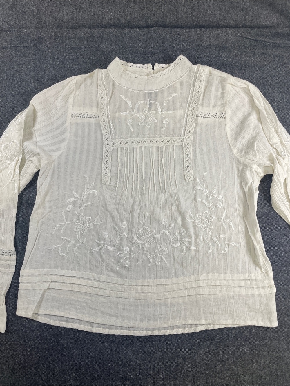 Boho-Inspired White Embroidered Lace Blouse